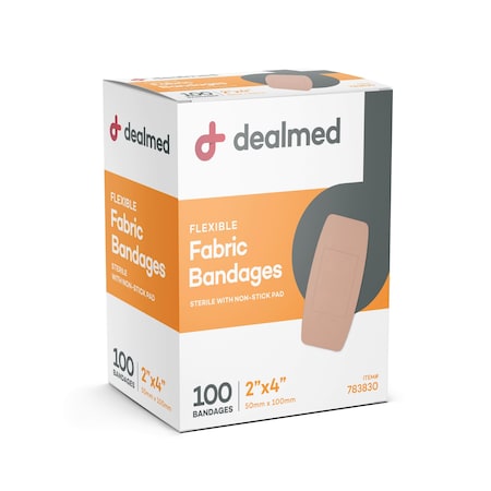 Dealmed Bandage Adhesive Fabric 2" X 4", 100/Bx, 24/Cs, 2400PK 783830